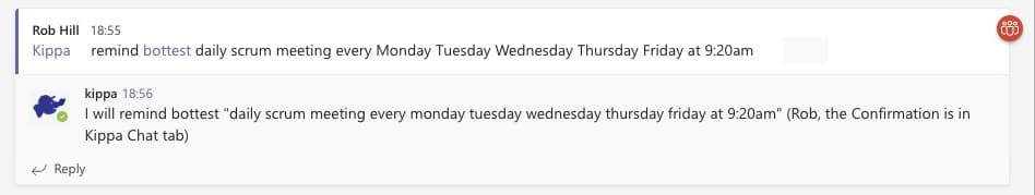 Confirmation Message - prompt to look in Chat