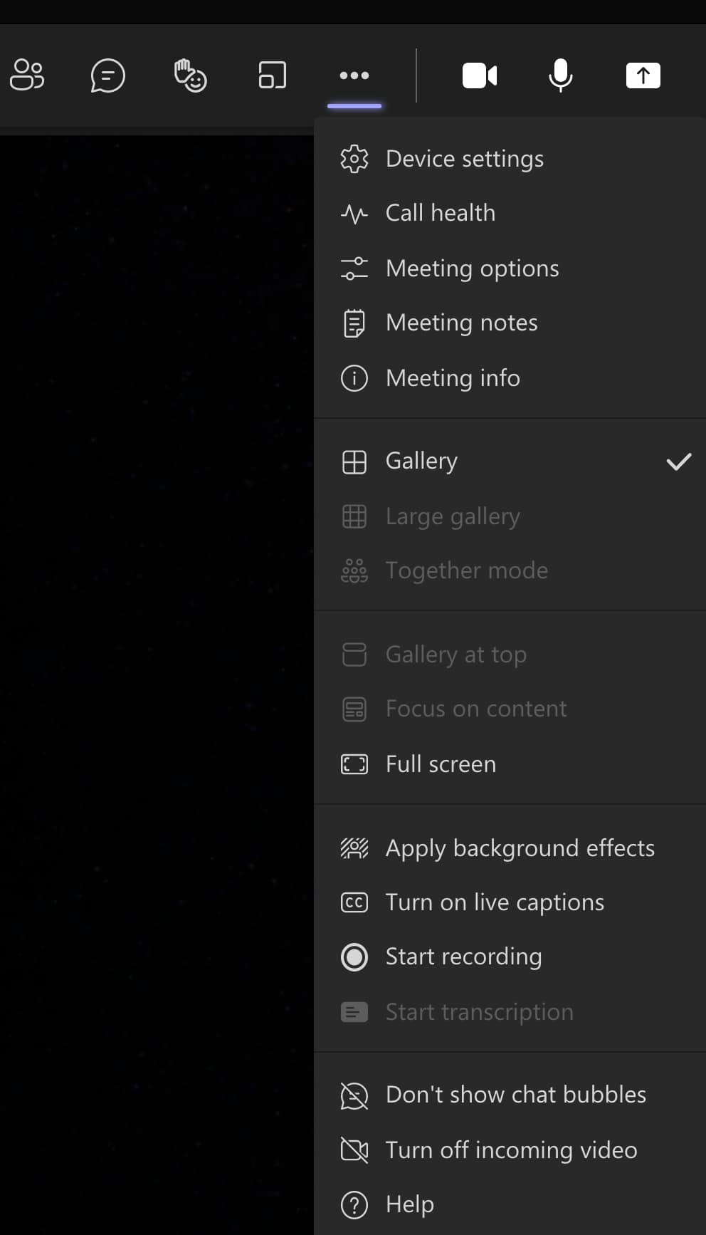Microsoft Teams Meeting Options for live captions